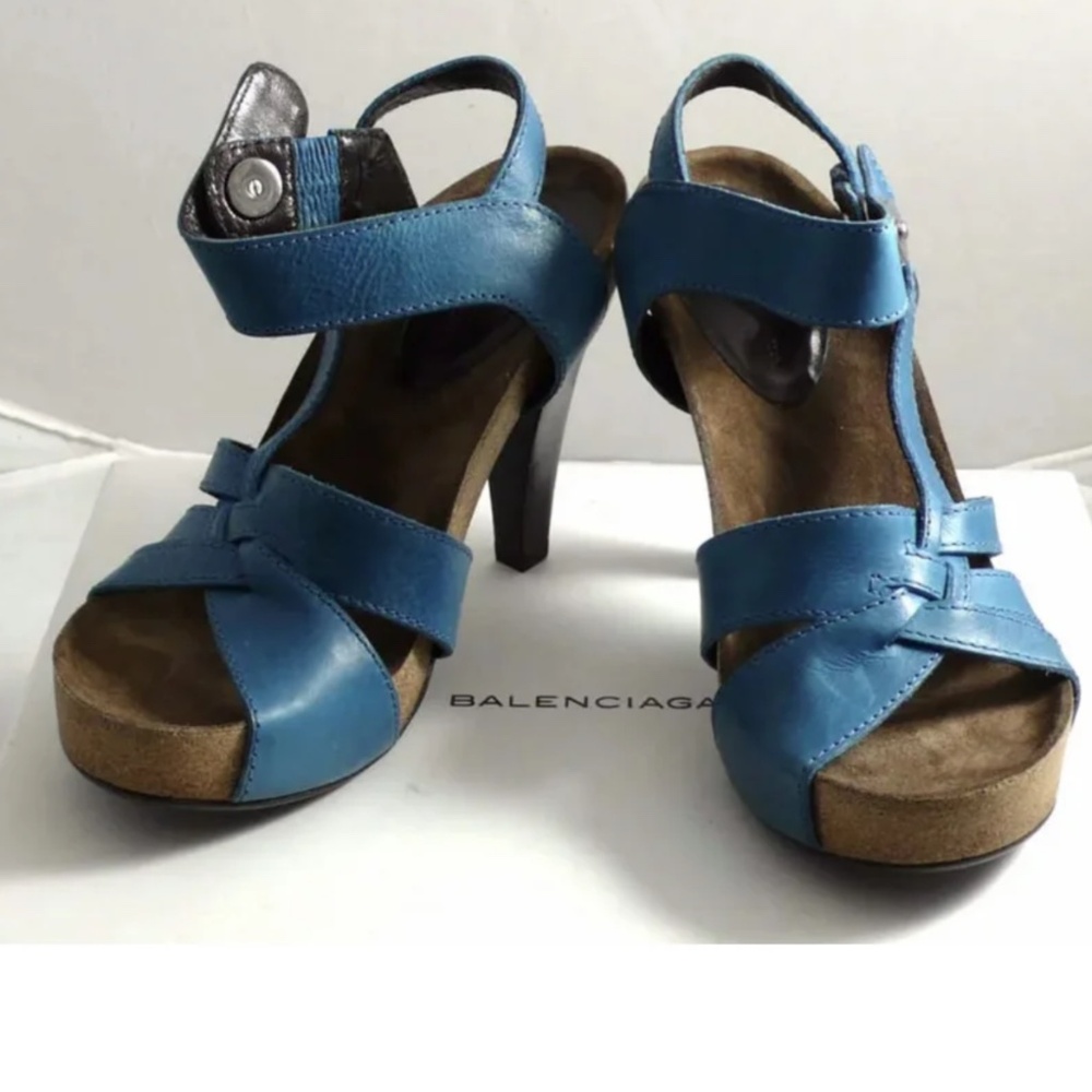 Balenciaga leather sandals with cork platform - Picture 2 of 4
